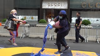 BLM Mural Splattered with Blue Paint outside Trump Tower