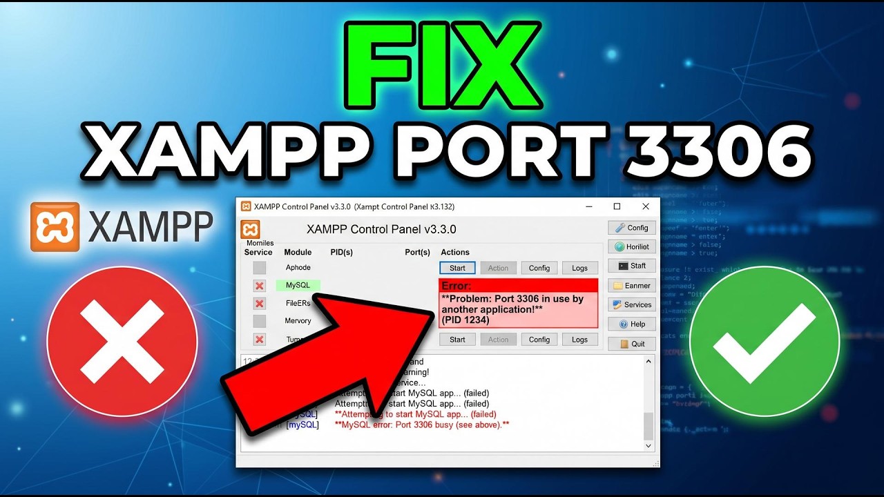 How To Fix XAMPP Port 3306 in Use by Unable to Open Process - YouTube
