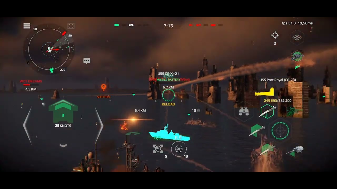 Modern Warships. Port Royal с геройской оборудкой уничтожает команду противника.