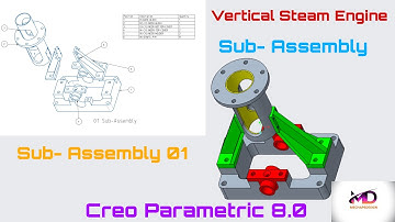 Vertical Steam Engine Sub Assembly- 01 II Creo Part Modeling Tutorial II Mechapedesign