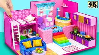 Build a Soft Pink Mini DollRoom – Rainbow Ladder & Small Working Desk 🌈 DIY Miniature House screenshot 4