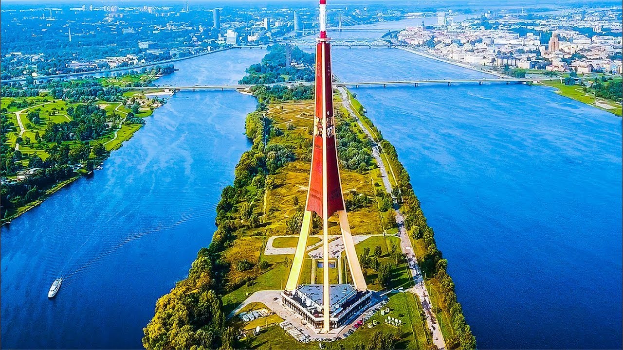 RIGA - LATVIA. Best Travel Destination in Baltic States. DJI Mavic Drone Aerial Footage in 4k.