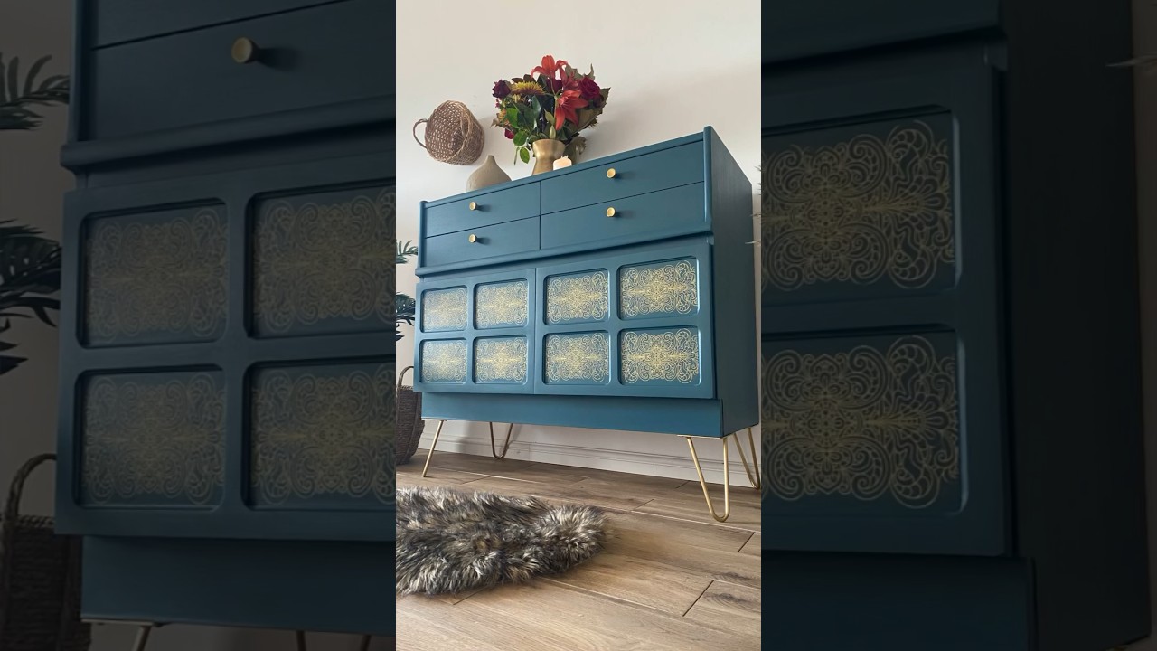 Retro MCM Teal Sideboard Flip 