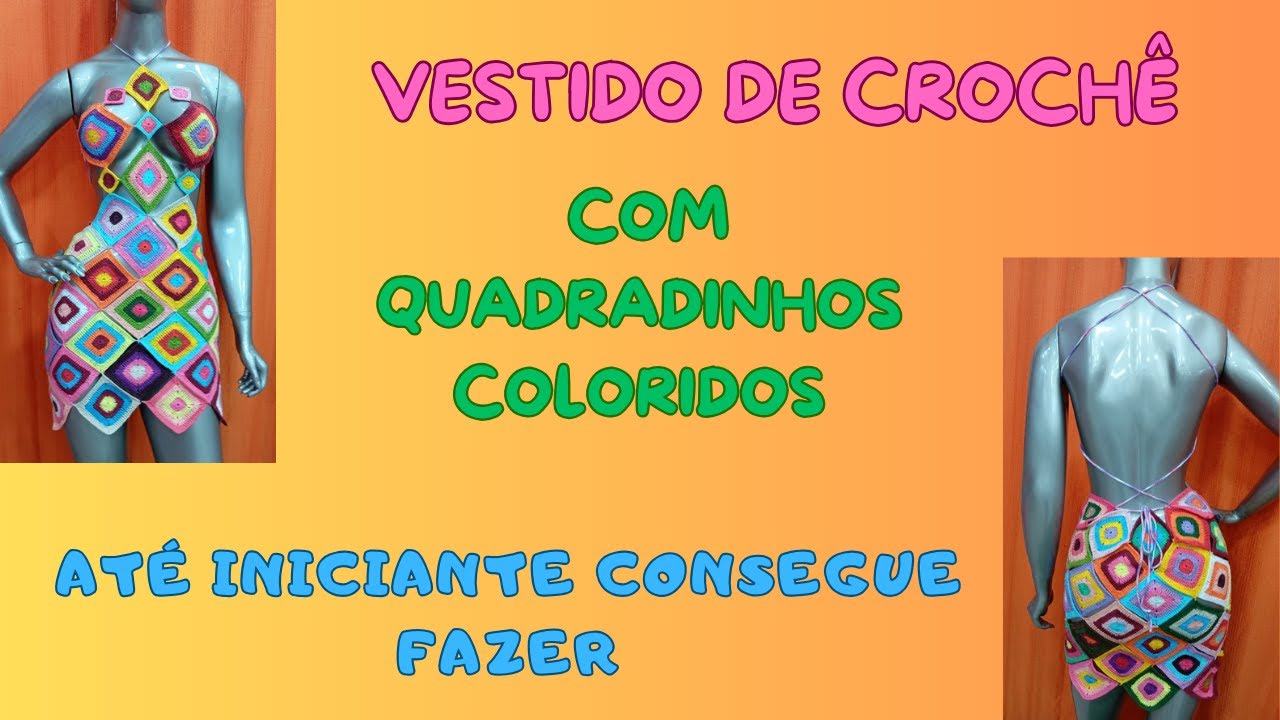 VESTIDO DE CROCHÊ COM QUADRADINHOS