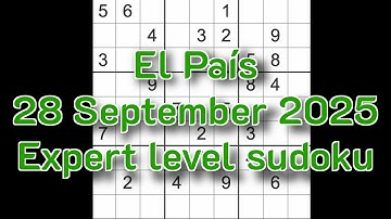 Sudoku solution – El País 28 September 2025 Expert level