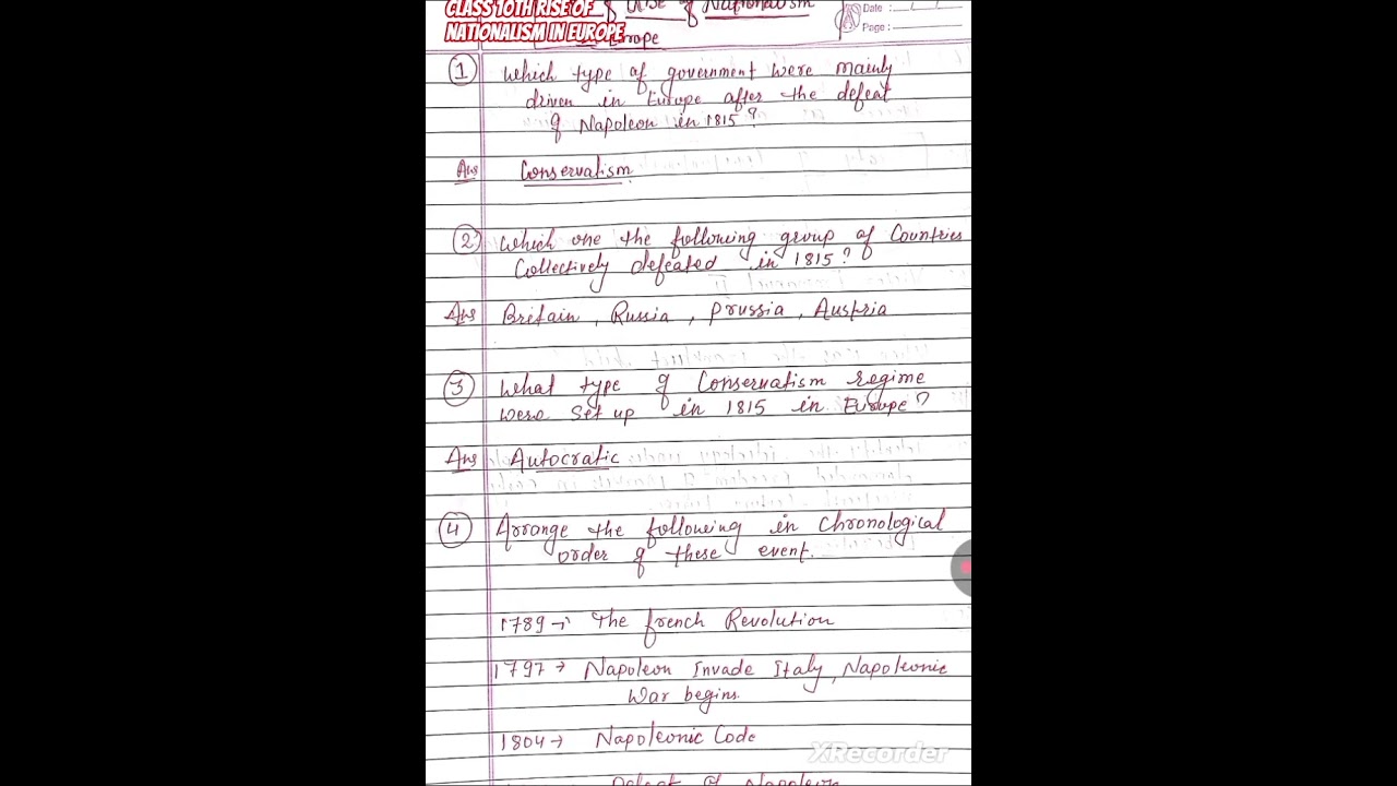 pyq of class 10th Rise of nationalism in Europe 