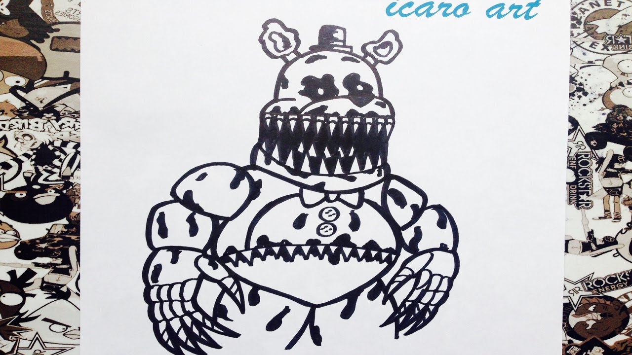 Como dibujar a fredbear de five nights at freddy's 4