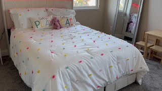 Twin Size Tufted Pom Poms Bedding Set for Girls 2 Piece Kids Comforter Set White Boho Jacquard Quilt