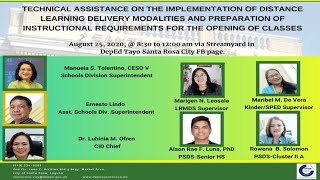 TECHNICAL ASSISTANCE ON THE IMPLEMENTATION OF DISTANCE LEARNING DELIVERY MODALITIES PART 2