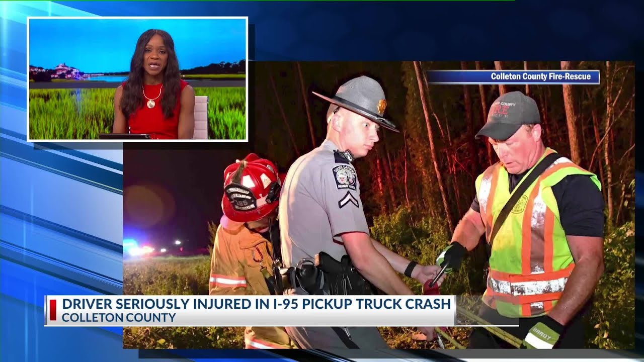 Driver seriously injured in I-95 pickup truck crash - YouTube