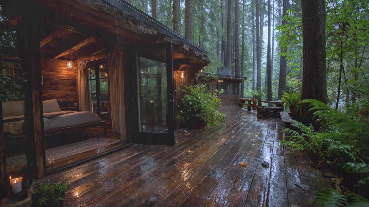 Peaceful Rain Sounds at a Cozy Wooden Cabin | Sleep Instantly & Reduce Anxiety
