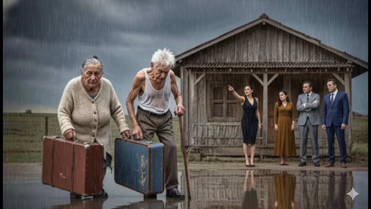 FILHOS EXPULSAM OS PAIS EM MEIO A UMA TEMPESTADE… MAS O VELHO ESCONDIA UMA HERANÇA MILIONÁRIA