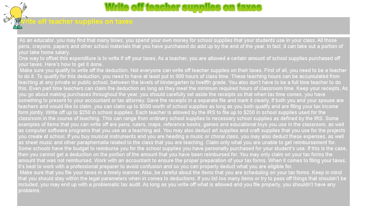 How to Write off teacher supplies on taxes YouTube