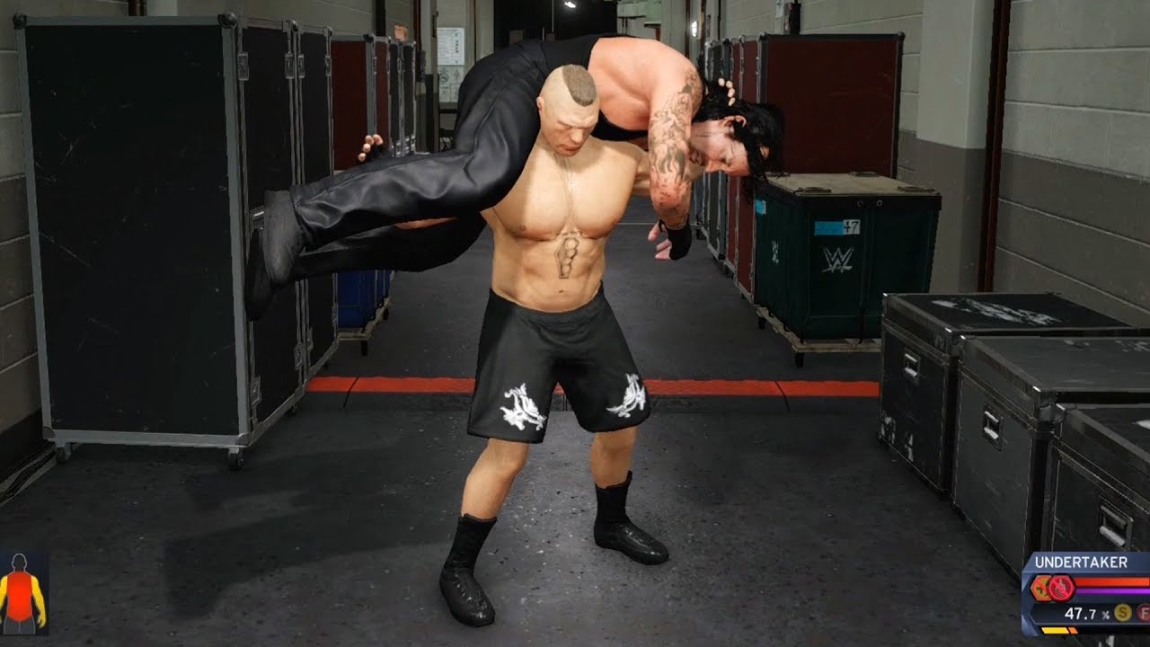 WWE 2K20 - Brock Lesnar vs Undertaker - Backstage Brawl Gameplay (PS4 HD) [1080p60FPS]