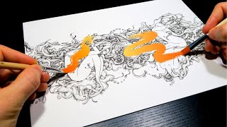 Drawing With BOTH HANDS... | Left Hand Vs Right Hand Art (satisfying)