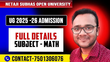 Mathematics ||Netaji Subhash Open University|| UG 2025 - 26 New Admission Notification|| Math Series