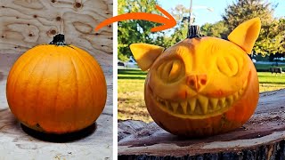 Carving a Pumpkin Into the Cheshire Cat
