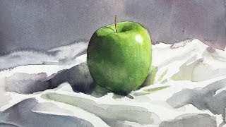 Watercolor Painting of a Green Apple for Beginners