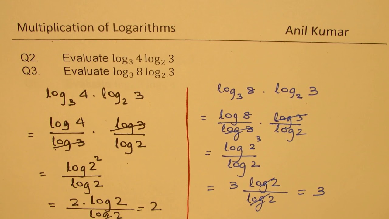 Examples To Multiply Logarithms With Different Base Log 3 1024 Log 4 3 