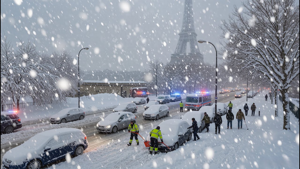 ❄️Франция пострадала от сильного зимнего шторма. Париж полностью затоплен, улицы и памятники зато...
