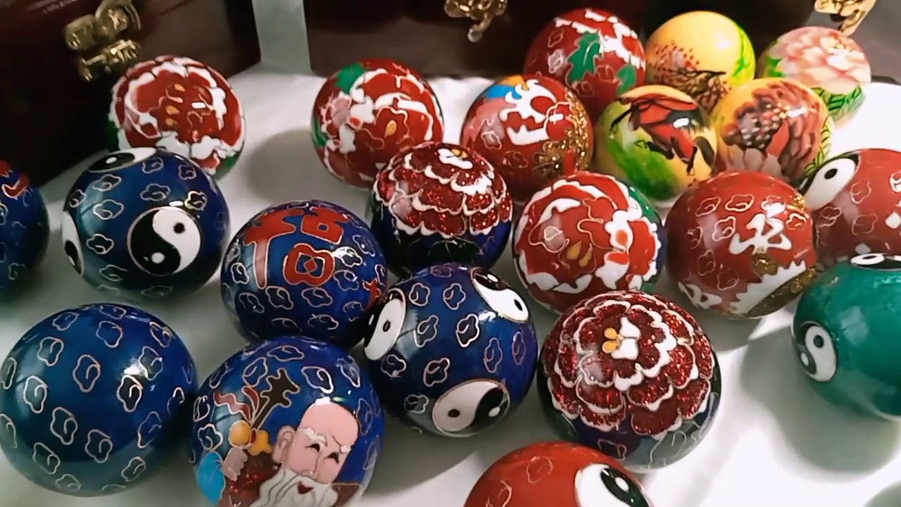 Chinese real cloisonne baoding balls YouTube