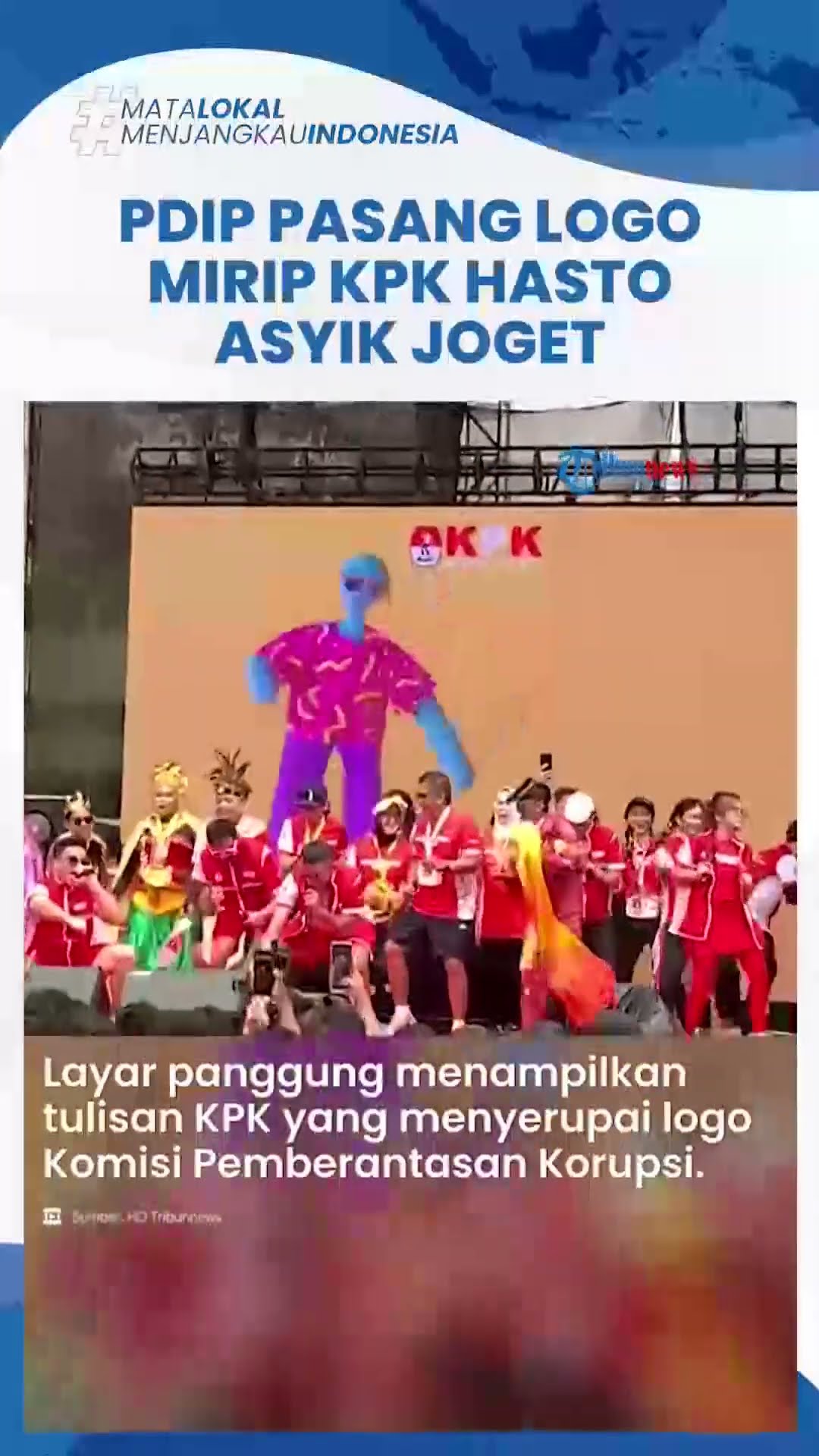 Jelang Diperiksa Dugaan Suap Harun Masiku, Hasto Asyik Joget di GBK, PDIP Pasang Logo Mirip KPK