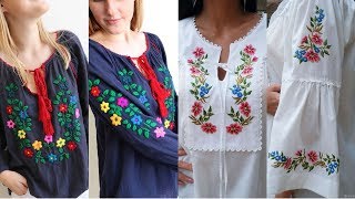 Mexican embroidered dress, hand embroidered dress, denim dress, midi dresses, loose fit dresses