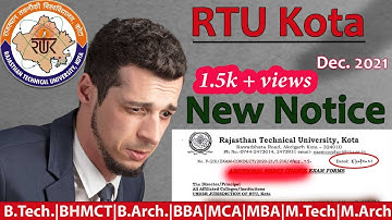RTU New Exam Notice🔥2022 | RTU Kota