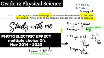 Grade 12 Photoelectric effect Multiple choice questions from Past Exam Papers Nov 2014-2020 | NTE