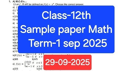 Class 12th Math sample paper term-1 September 2025 pseb 12th class Math paper solved 