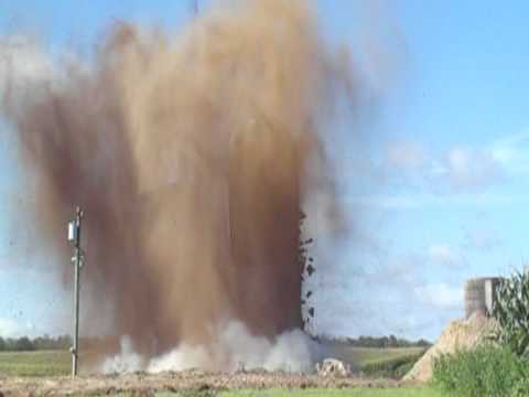 Silo Demolition by Nesbitt Demolition - 2 silos 1 explosion