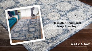 Mosbulten Traditional Navy Area Rug