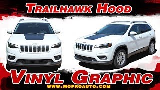 T HAWK 18  Jeep Cherokee Trailhawk Hood Decal Stripe Vinyl Graphic Kit for 2018 2019 Models