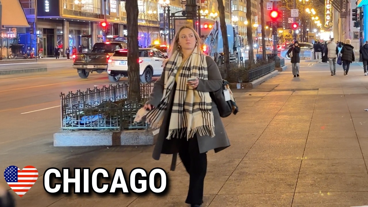 Beautiful Friday Night In Chicago Walk 🌸 Feels Like Spring | February 13, 2026 |4K 60fps City Sounds