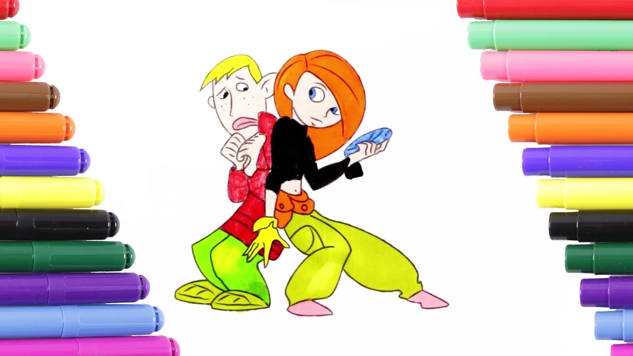 Kim Possible and Ron Stoppable Coloring Page for Kids, Coloring Book