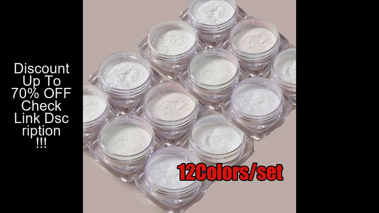 12Colors/set Aurora Shimmer Nail Mirror Powder Net1-2g*12jars Moonlight White Aurora Chrome Powder D