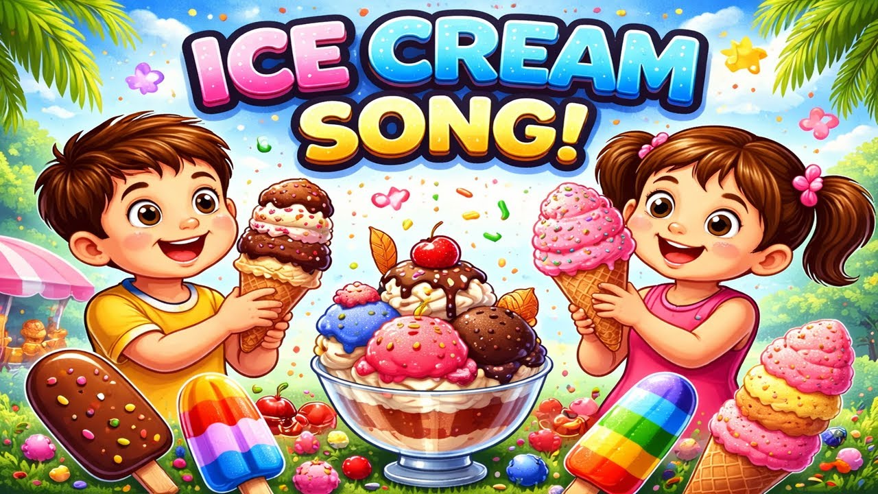 Ice Cream Song for Kids || Mango Apple Vanilla Chocolate Ice Creams || Kids Nursery Animated Rhymes