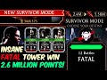 MK Mobile. INSANE Survivor Mode Grind. Epic Fatal Tower Win. 2.6M Points in 40 Minutes!