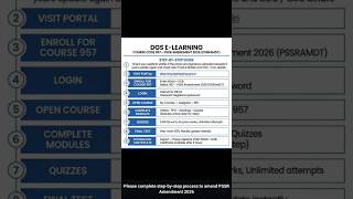 DGS E-LEARNING assignment course code 957-PSSR amendment 2026 (PSSRAMDT)