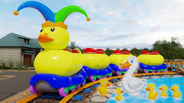 🦆 Duck Train song - Five little duck - Choo choo train kids videos