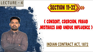 Lecture 4 | Sec 11-22 | Consent, Coercion, Fraud, Undue influence & Misrepresentation | Contract Law
