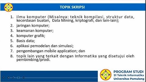 Pengarahan Tugas Akhir Studi Teknik Informatika Universitas Pamulang