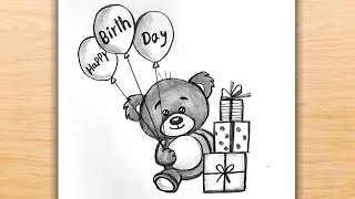 Birthday Drawing Easy | Happy Birthday Drawing  | Birthday Card| How to Draw Birthday Greetings Card screenshot 4