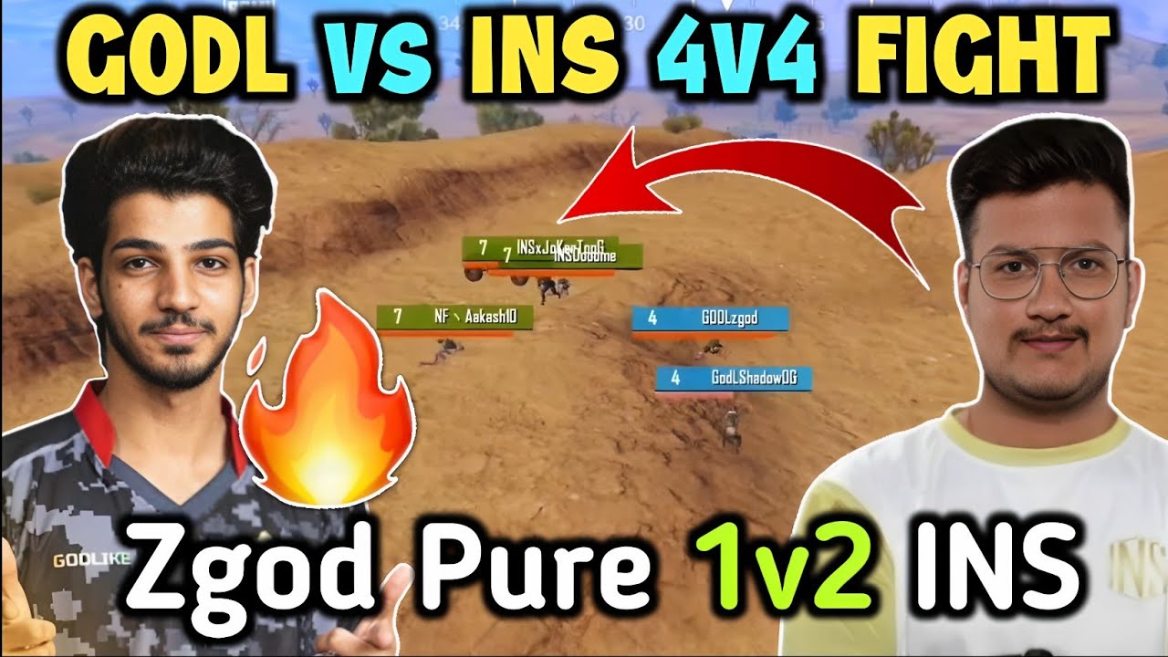 Zgod Pure 1v2 INS🔥|| GodL vs INS 4v4 Fight - YouTube