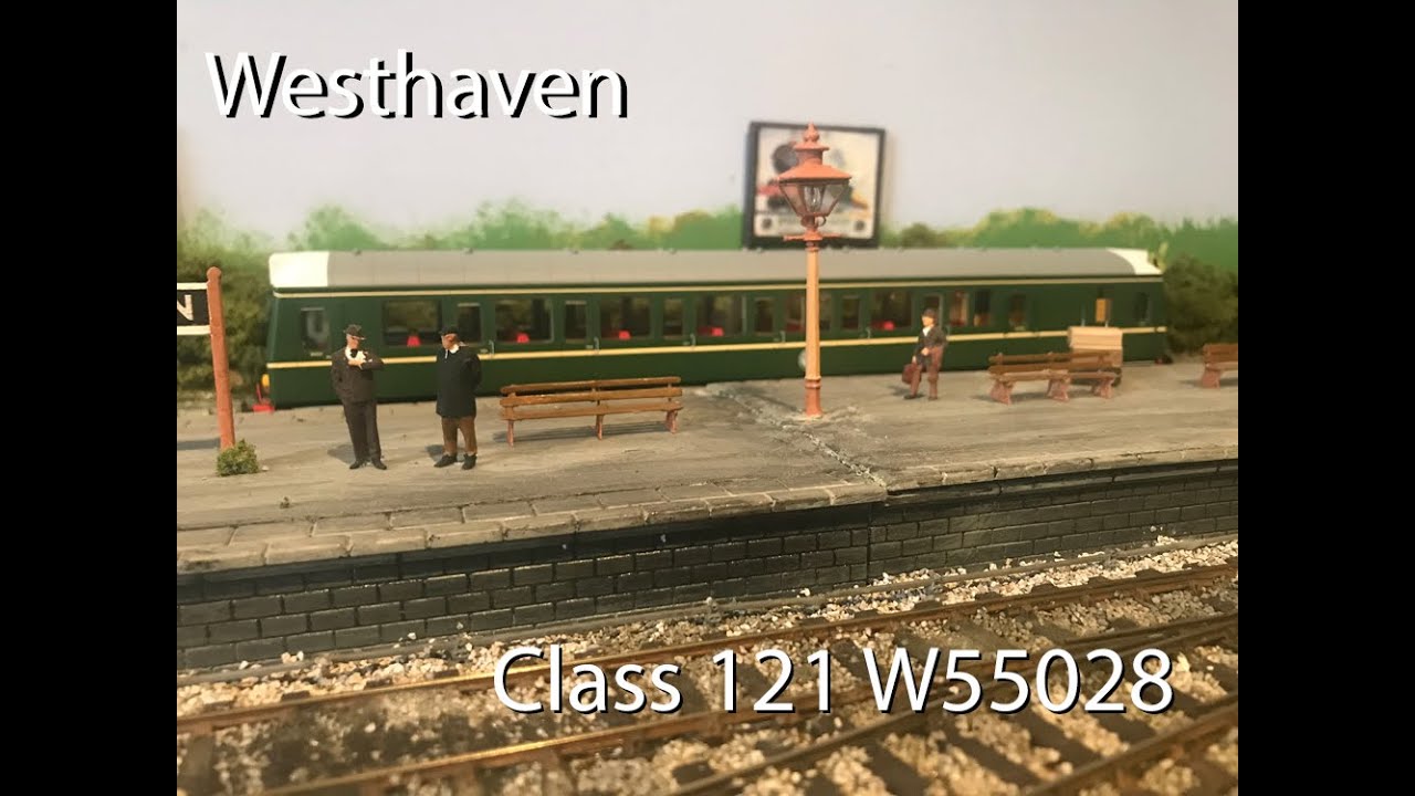 Class 121"Bubblecar" W55028 arrives in Westhaven Platform 1.