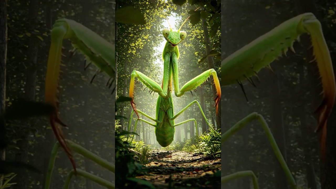 "Hiker Encounters a Giant Praying Mantis! 🏞️🦗😱 