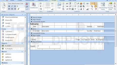 In the footer of the R_Orders report insert a new text box which will calculate the total of the...