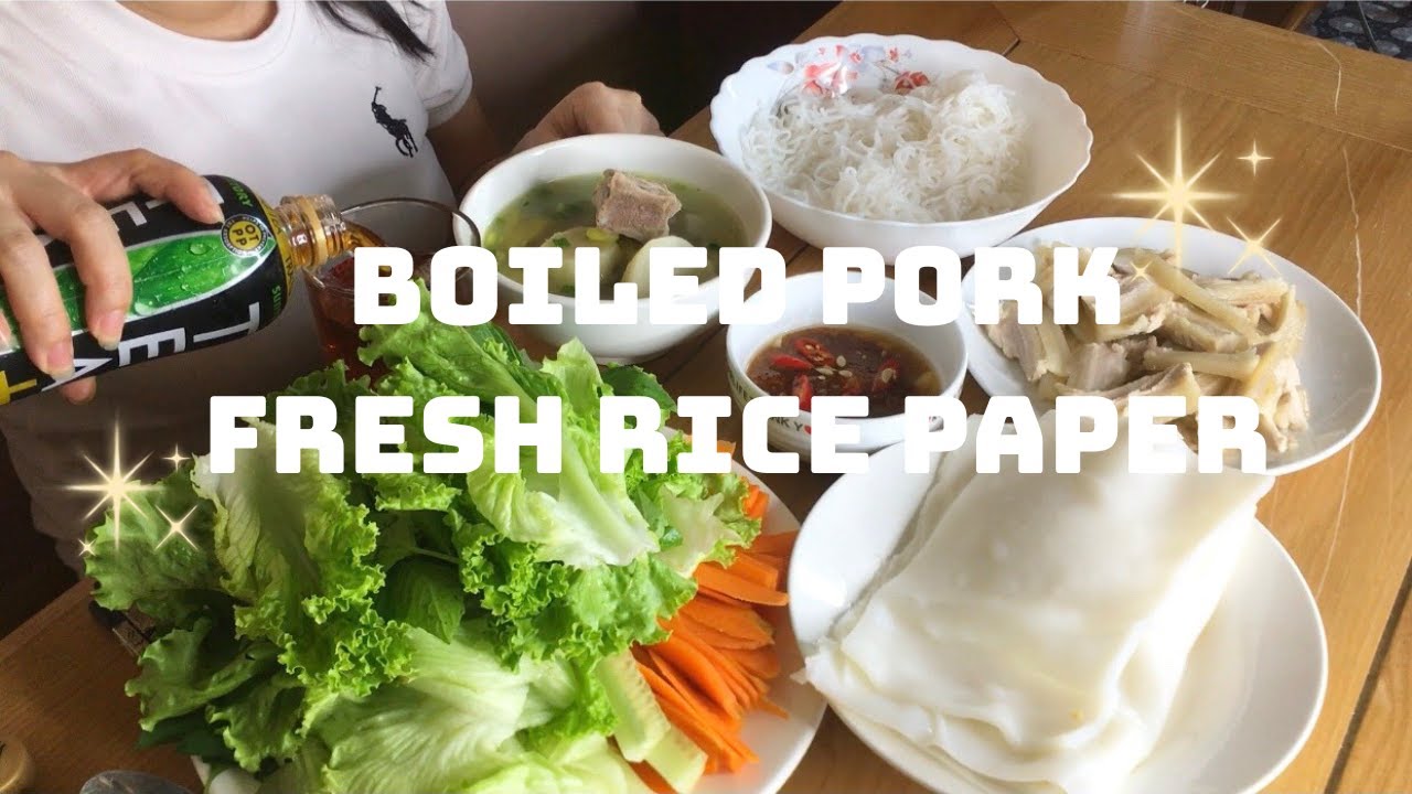 VLOG/ASMR Boiled pork, fresh rice paper, vermicelli served with fermented anchovy sauce /MUKBANG