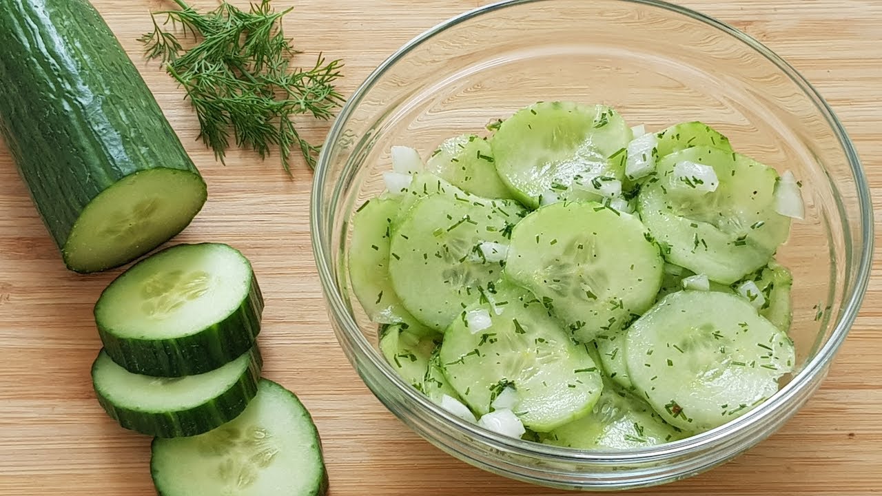 Gurkensalat Rezept mit Dill - erfrischend, einfach und schnell - YouTube