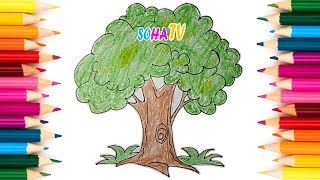 Bé tập vẽ tranh - Dạy bé vẽ và tô màu Cây Xanh cực kỳ nhanh và đơn giản - How to draw a tree easy